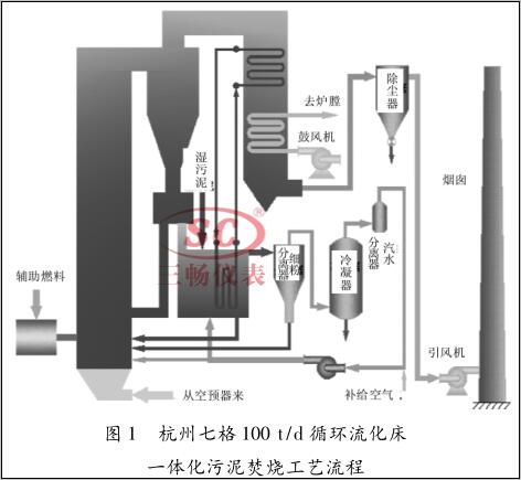 杭州七格100 t/d 循环流化床 一体化污泥焚烧工艺流程